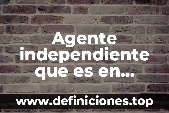 Que es terminologia fiscal 8 Agente independiente que es en materia fiscal