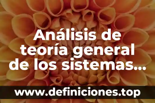 Análisis de teoría general de los sistemas que es