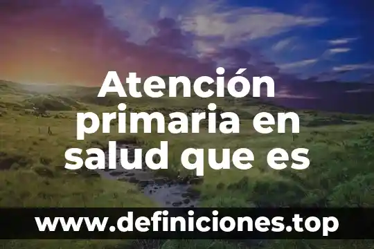 Que es la atencion de primer nivel 4 Atención primaria en salud que es