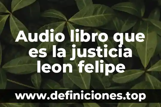 Audio libro que es la justicia leon felipe