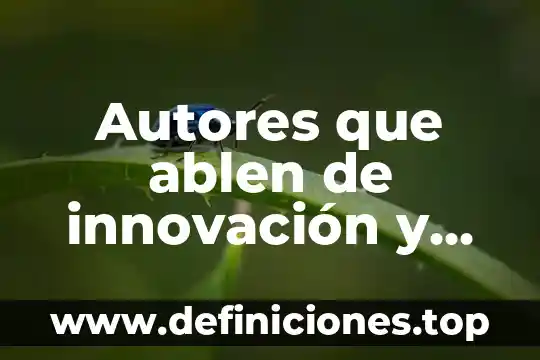 Autores que ablen de innovación y por qué es importante