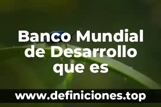 Banco Mundial de Desarrollo que es