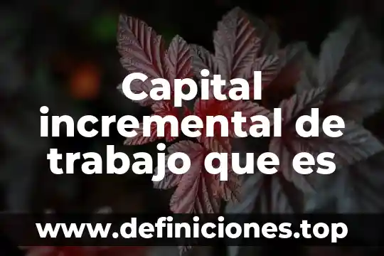 Que es el finaciamiento de capital de trabajo 7 Capital incremental de trabajo que es