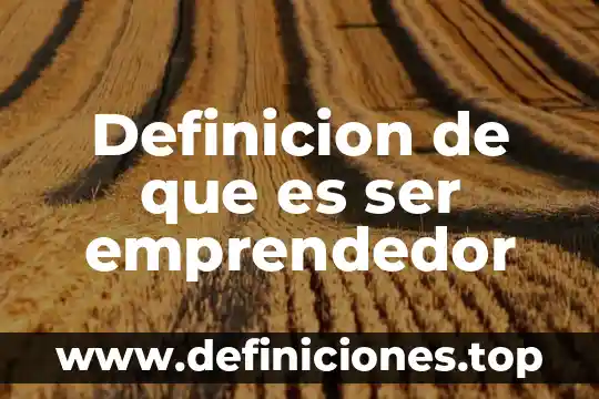 Definicion de que es ser emprendedor