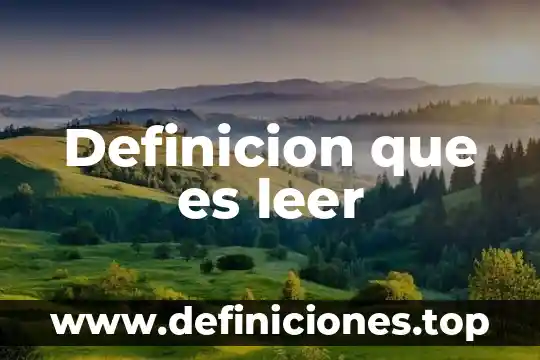 Definicion que es leer