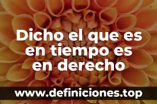 Que es un dicho popular en forma de pregunta 8 Dicho el que es en tiempo es en derecho