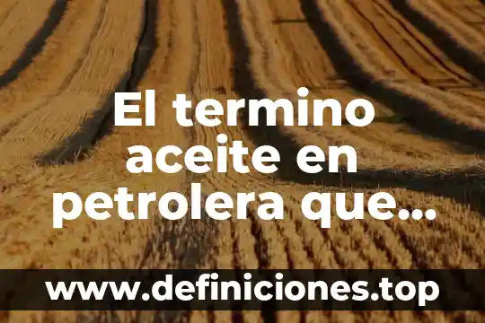 El termino aceite en petrolera que es