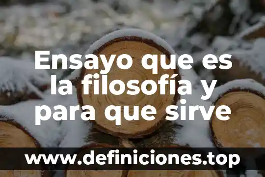 Ensayo que es la filosofía y para que sirve