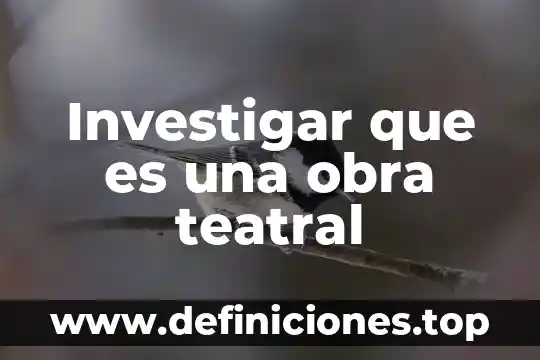 Investigar que es una obra teatral