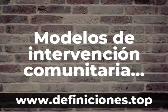 Que es un modelos hidraulicos 8 Modelos de intervención comunitaria que es
