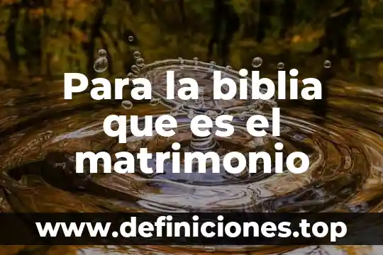 Para la biblia que es el matrimonio