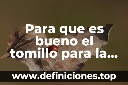 Para que es bueno el tomillo para la salud