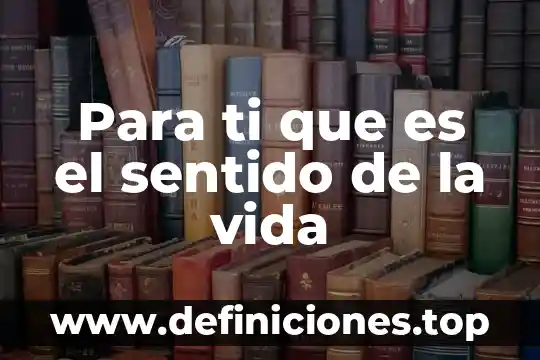 Si se lo que es el amor es por ti 3 Para ti que es el sentido de la vida