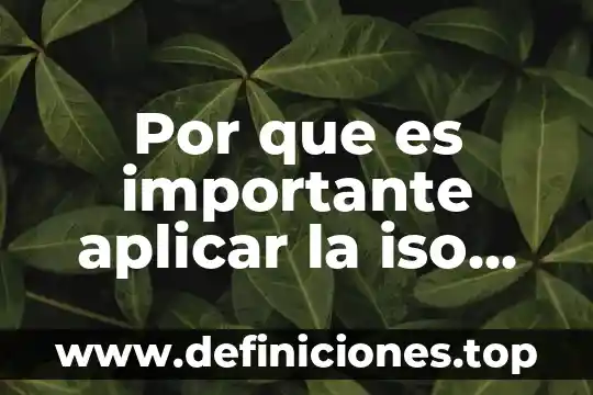 Por que es importante aplicar la iso 2800