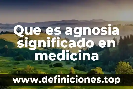 Que es agnosia significado en medicina