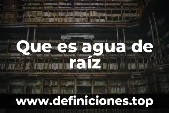 Que es agua de raíz