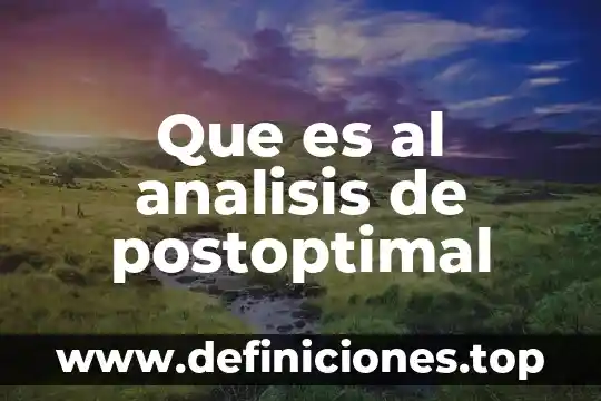Que es al analisis de postoptimal