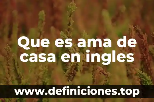 Qué es mayer en inglés 8 Que es ama de casa en ingles