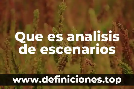 Qué es el análisis de inversión 4 Que es analisis de escenarios