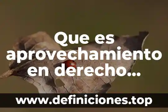 Que es aprovechamiento en derecho fiscal