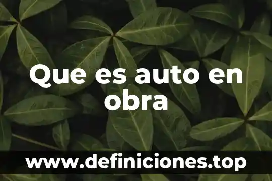 Que es auto en obra