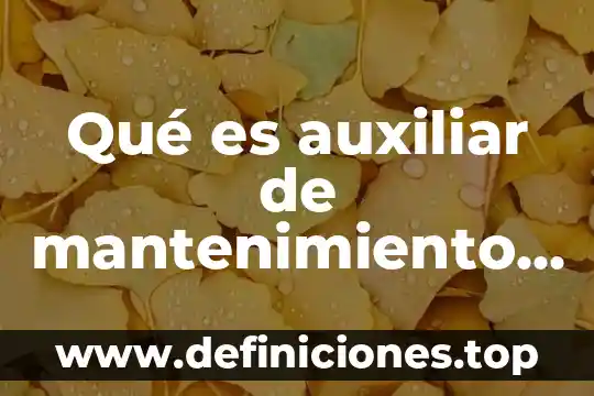 Qué es original mecánico 5 Qué es auxiliar de mantenimiento mecánico