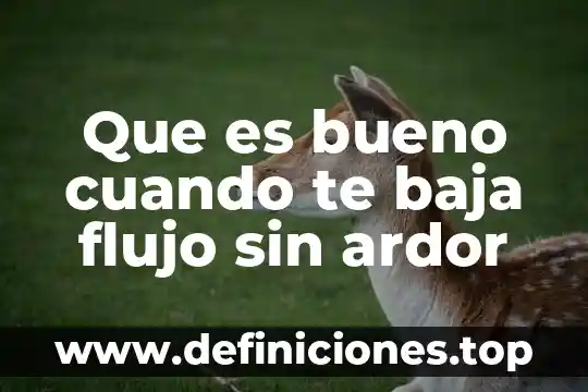 Que es bueno cuando te baja flujo sin ardor