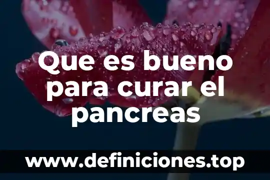 Que es bueno para curar el pancreas