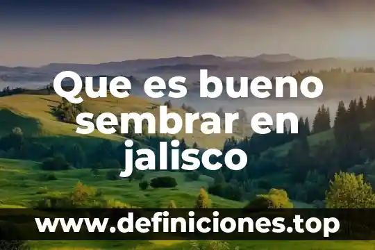 Que es bueno sembrar en jalisco