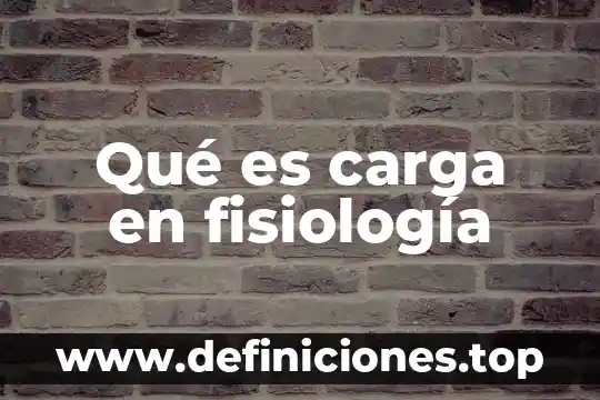 Que es la fisiologia del ejercicio con la fisica 6 Qué es carga en fisiología