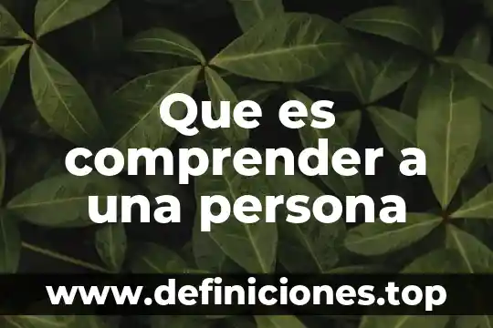 Que es comprender a una persona