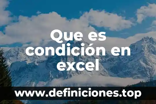 Que es la condicion fisica y sus componentes 7 Que es condición en excel