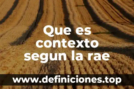Que es contexto segun la rae