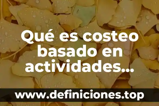 Que es sistemas de costeo 6 Qué es costeo basado en actividades proyectos