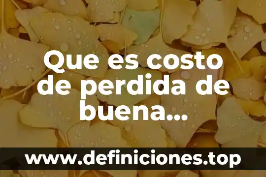 Que es costo de perdida de buena voluntad