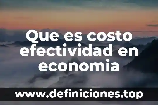 Que es costo y 3 Que es costo efectividad en economia