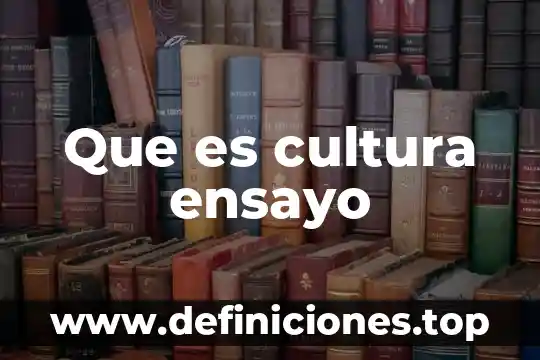 Que es cultura ensayo