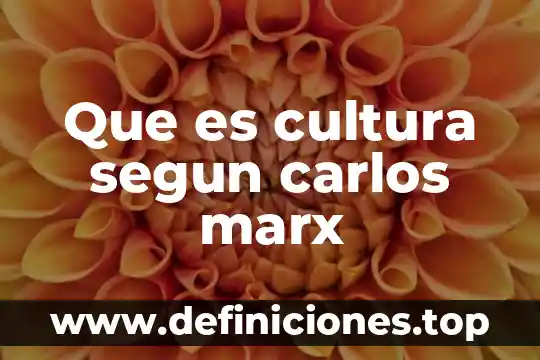 Que es cultura segun carlos marx