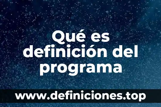 Qué es definición del programa