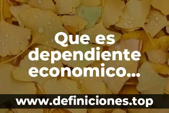¿Qué es el agente de cuidado dependiente definición? 8 Que es dependiente economico empleada