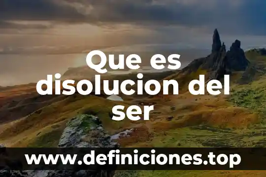 Que es disolucion del ser
