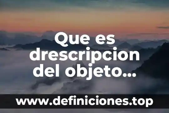 Que es drescripcion del objeto social