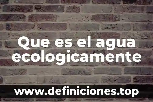 Que es un decilitro de agua 5 Que es el agua ecologicamente