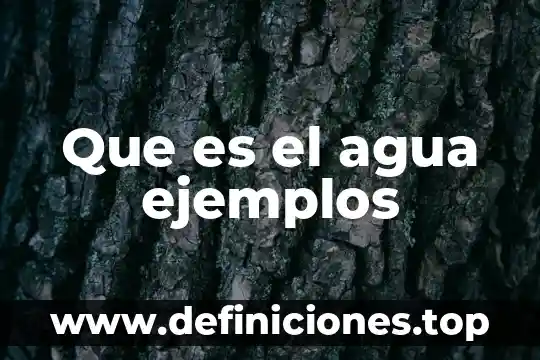 Que es el agua ejemplos