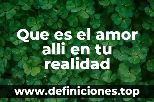 Que es el amor alli en tu realidad