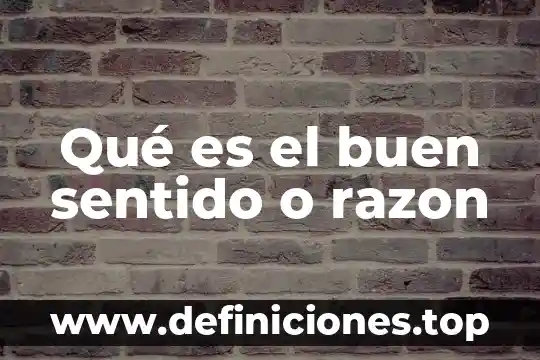 Qué es el buen sentido o razon