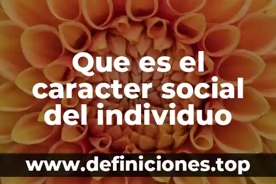 Que es individuo en individuo y sociedad 7 Que es el caracter social del individuo