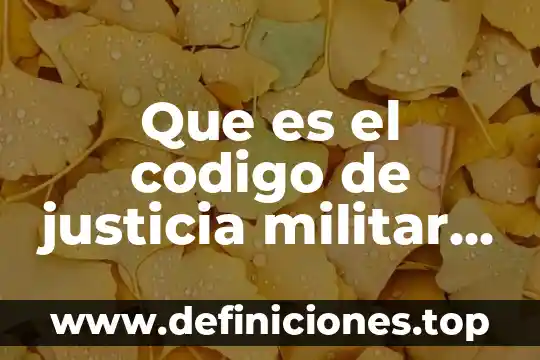 Que es el codigo de justicia militar en mexico