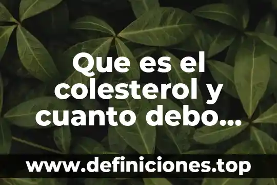 Que es lo que debo hacer despues que me envenene 3 Que es el colesterol y cuanto debo de comer
