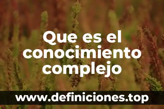 Que es el conocimiento complejo